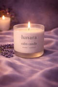 Lunara Calm Candle relaxing aromatherapy candle for evening wind down routine

