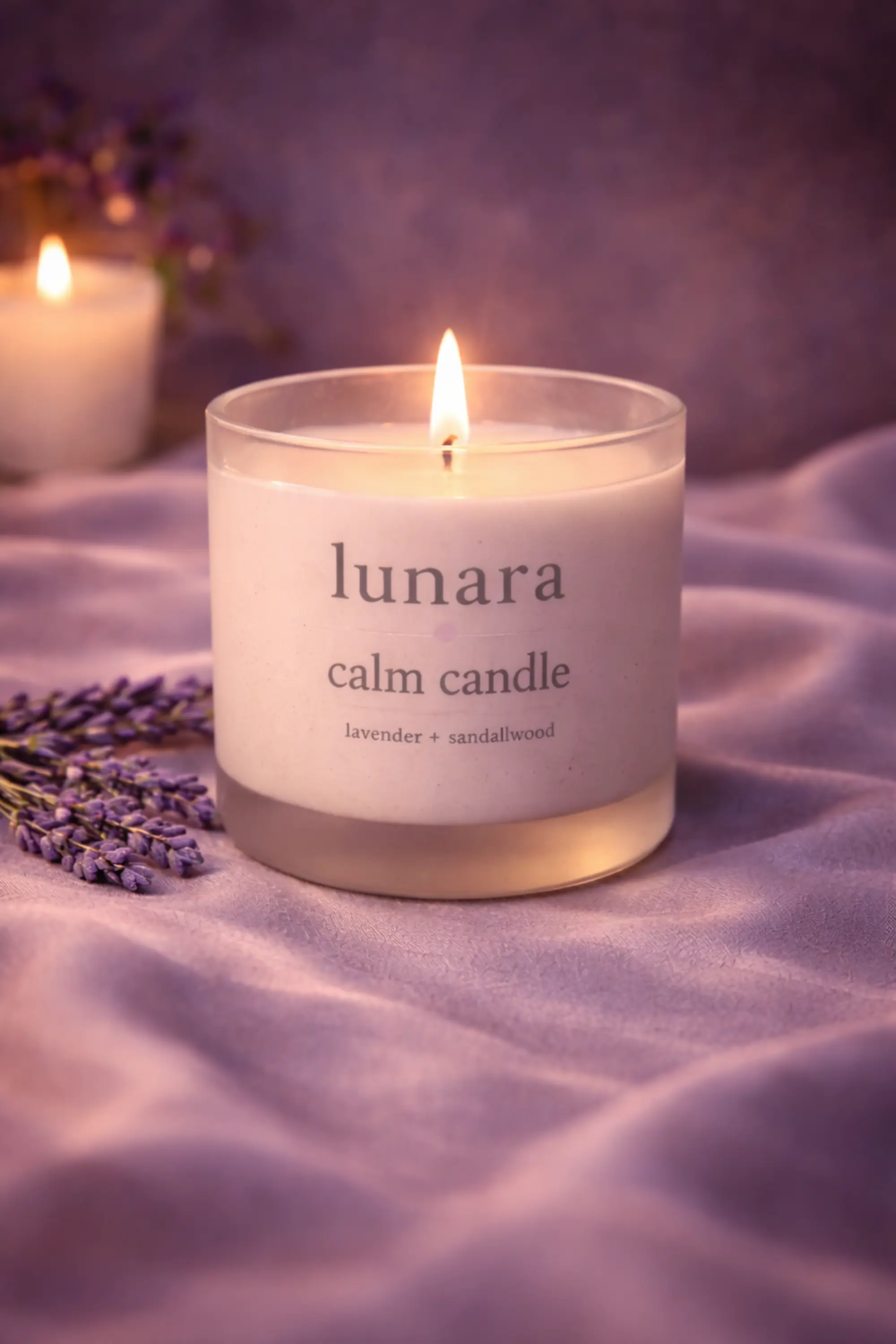 Lunara Calm Candle relaxing aromatherapy candle for evening wind down routine

