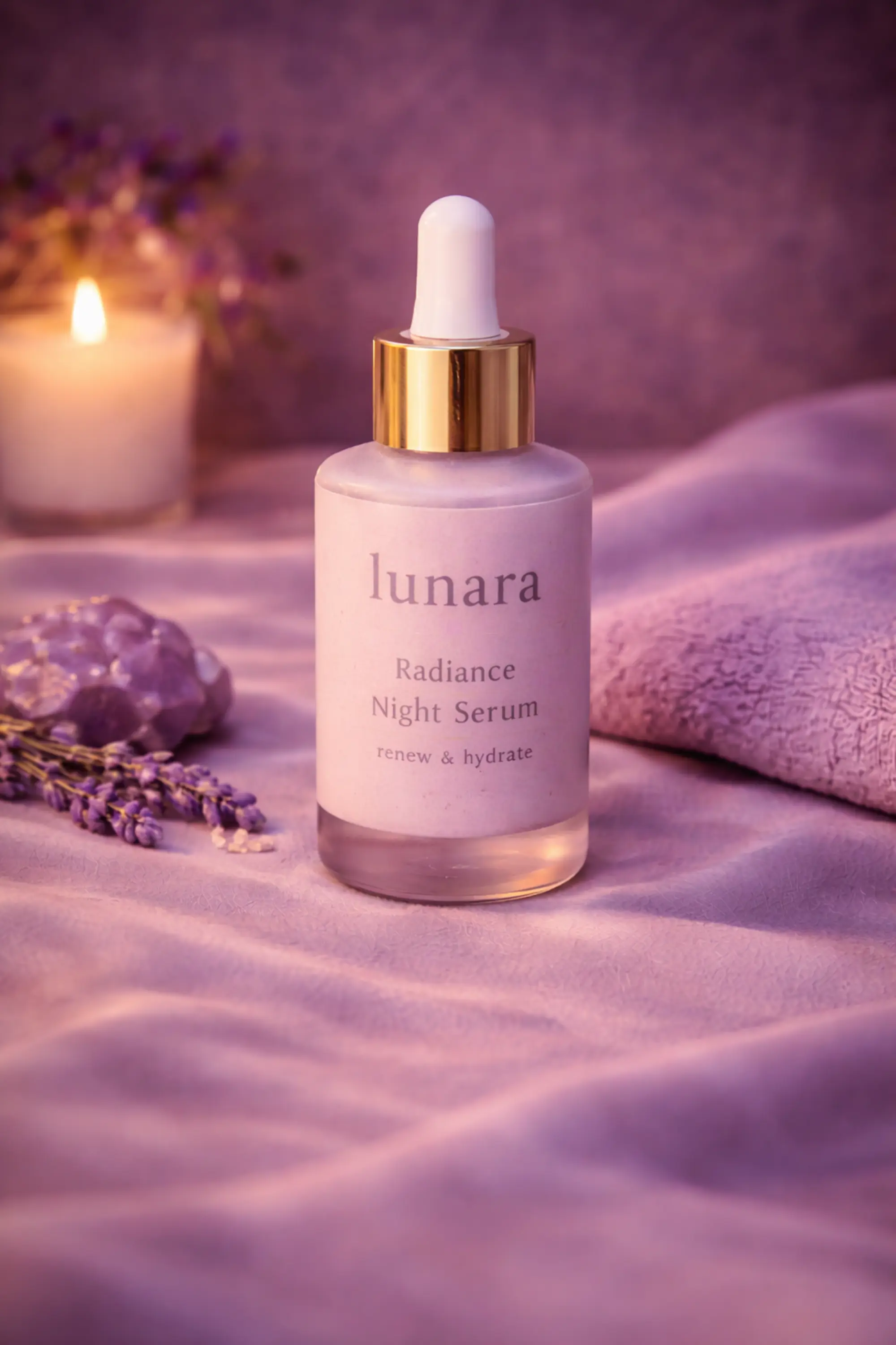 Lunara Night Serum hydrating skincare treatment for overnight skin repair